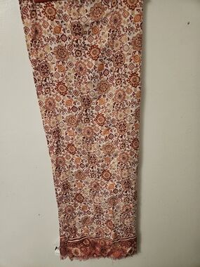 LOFT NWT Maroon, White, Pink & Rust Patterned Scarf/Wrap